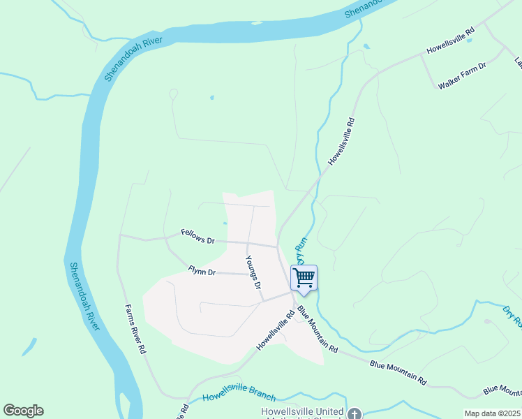 map of restaurants, bars, coffee shops, grocery stores, and more near 214 Dillard Court in Front Royal