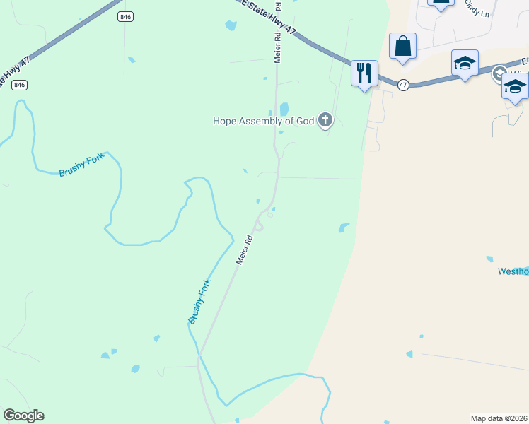 map of restaurants, bars, coffee shops, grocery stores, and more near 192 Meier Road in Old Monroe