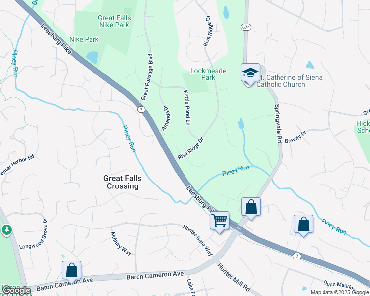 map of restaurants, bars, coffee shops, grocery stores, and more near 1154 Riva Ridge Drive in Great Falls