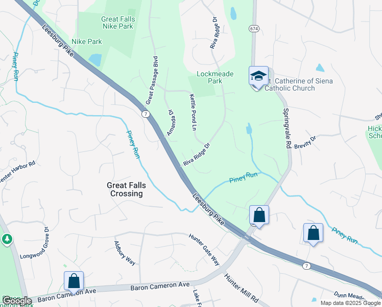 map of restaurants, bars, coffee shops, grocery stores, and more near 1154 Riva Ridge Drive in Great Falls