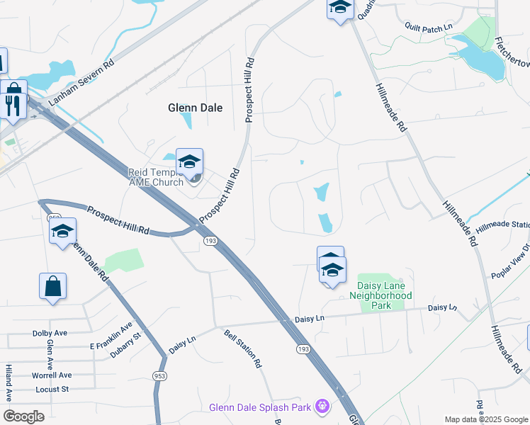 map of restaurants, bars, coffee shops, grocery stores, and more near 6803 Fountain Park Drive in Glenn Dale