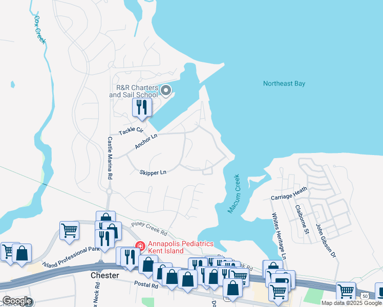 map of restaurants, bars, coffee shops, grocery stores, and more near 29H Queen Mary Court in Chester