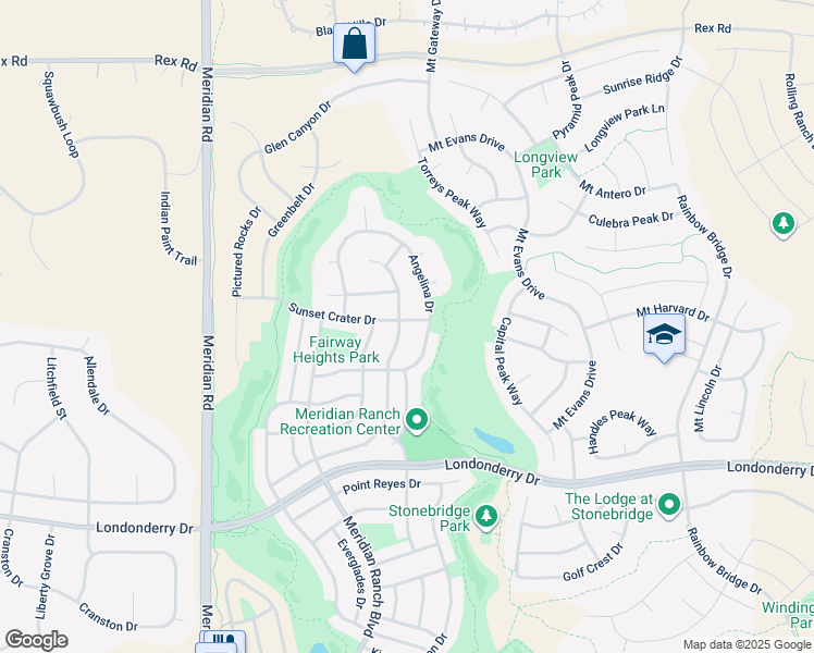 map of restaurants, bars, coffee shops, grocery stores, and more near 10563 Ross Lake Drive in Peyton