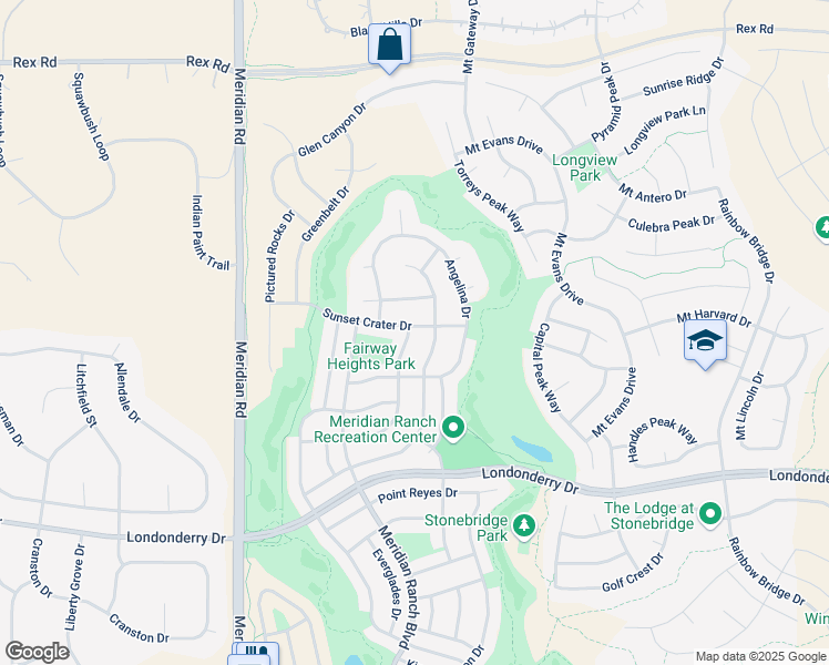 map of restaurants, bars, coffee shops, grocery stores, and more near 12339 Sleeping Bear Drive in Peyton