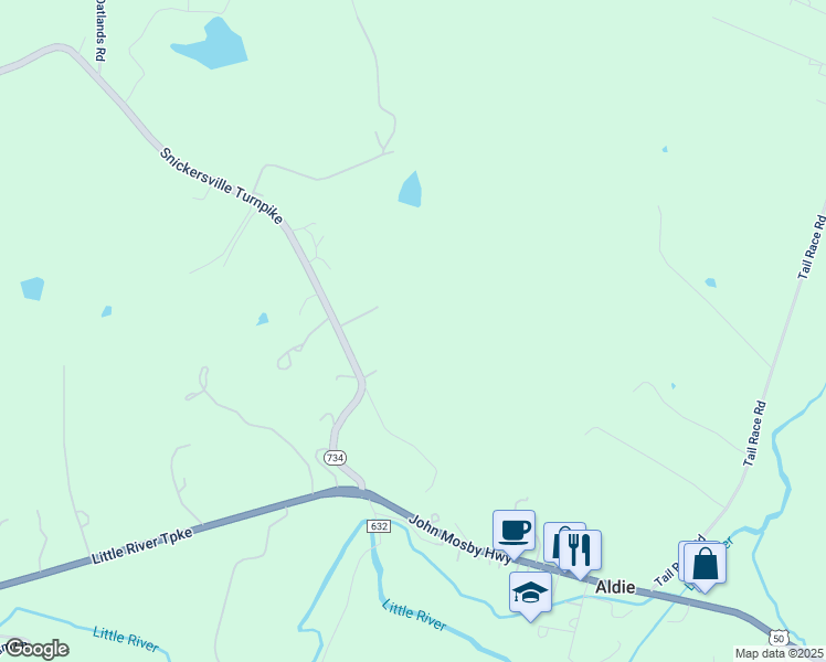 map of restaurants, bars, coffee shops, grocery stores, and more near 41080 Snickersville Turnpike in Aldie