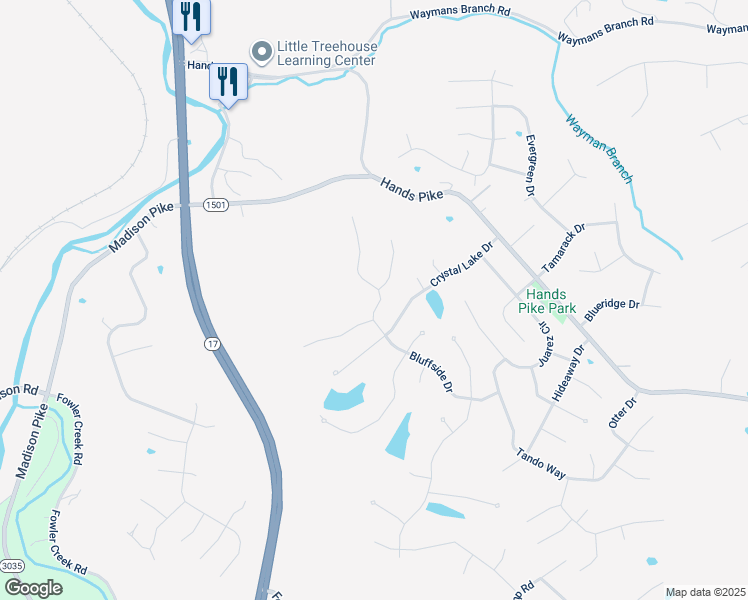map of restaurants, bars, coffee shops, grocery stores, and more near 113 Bluffside Drive in Covington