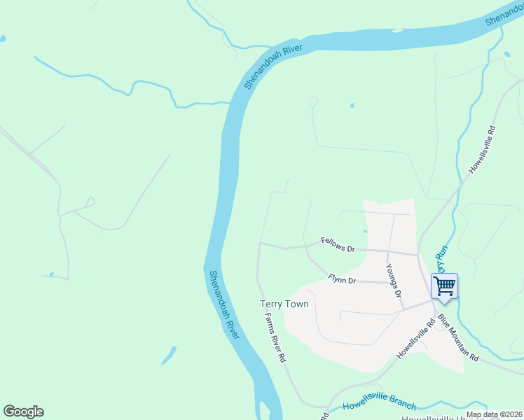 map of restaurants, bars, coffee shops, grocery stores, and more near 745 Farms River Road in Front Royal