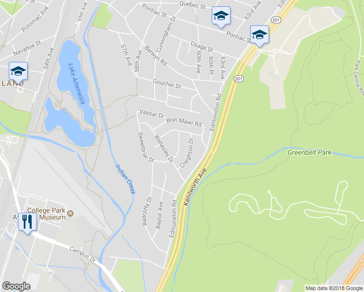 map of restaurants, bars, coffee shops, grocery stores, and more near 7511 Citadel Drive in College Park