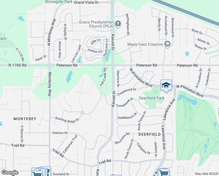 map of restaurants, bars, coffee shops, grocery stores, and more near 100 Weatherhill Circle in Lawrence