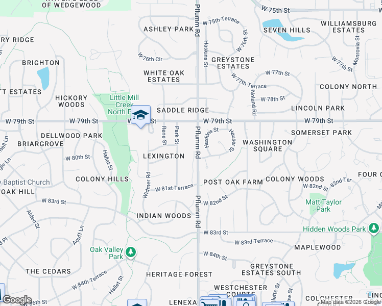 map of restaurants, bars, coffee shops, grocery stores, and more near 8008 Summit Street in Lenexa