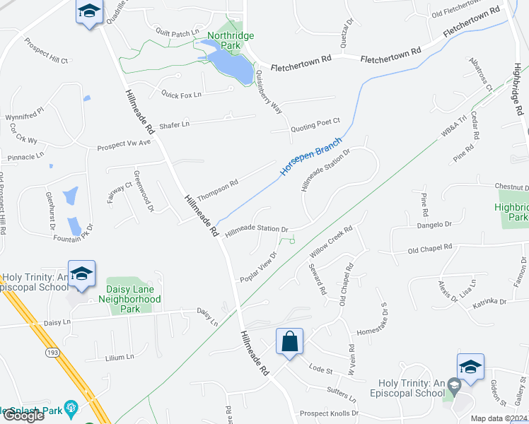 map of restaurants, bars, coffee shops, grocery stores, and more near 6807 Irene Court in Bowie