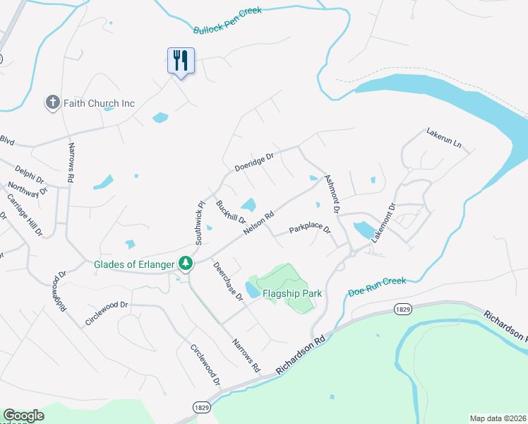 map of restaurants, bars, coffee shops, grocery stores, and more near 802 Nelson Rd in Erlanger