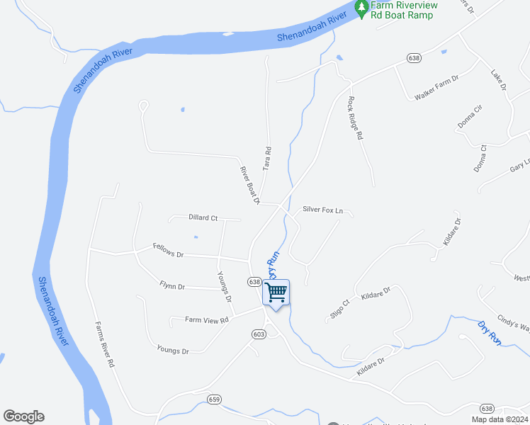 map of restaurants, bars, coffee shops, grocery stores, and more near 3797 Howellsville Road in Front Royal