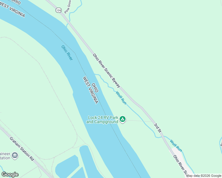 map of restaurants, bars, coffee shops, grocery stores, and more near 46498 Ohio 124 in Racine