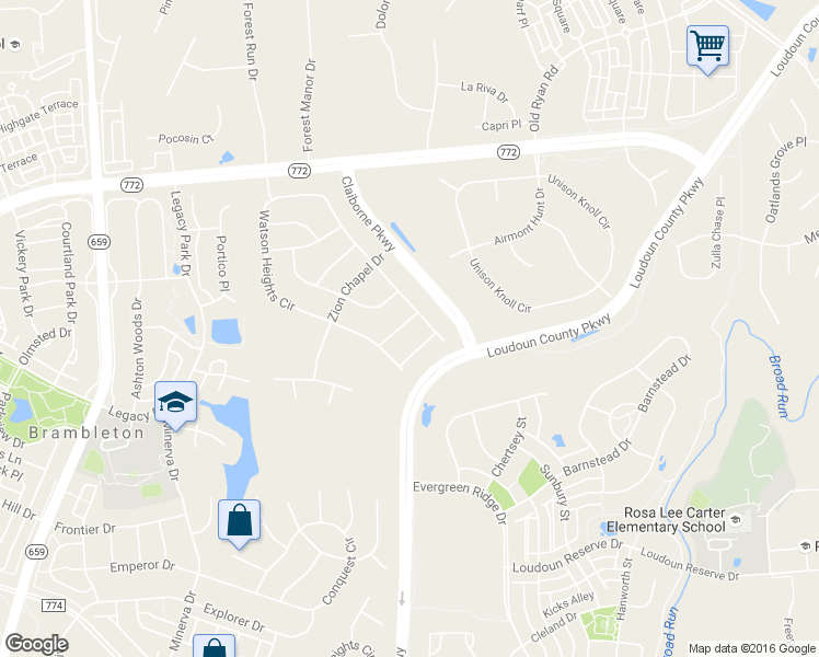 map of restaurants, bars, coffee shops, grocery stores, and more near 42965 Chancery Terrace in Ashburn