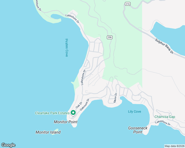 map of restaurants, bars, coffee shops, grocery stores, and more near 2960 Crestview Drive in Clearlake