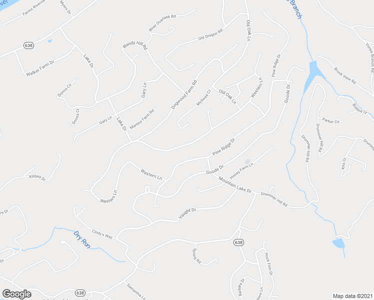 map of restaurants, bars, coffee shops, grocery stores, and more near 1090 Western Lane in Front Royal