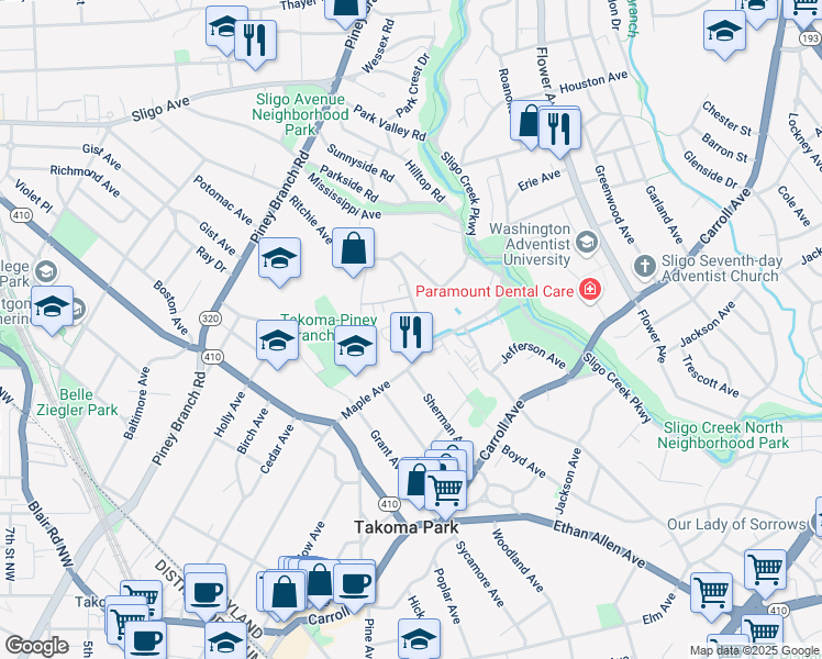 map of restaurants, bars, coffee shops, grocery stores, and more near 101 Independence Avenue Southeast in Washington