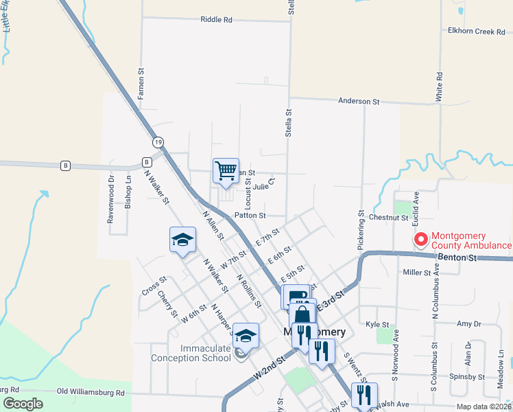 map of restaurants, bars, coffee shops, grocery stores, and more near in Montgomery City