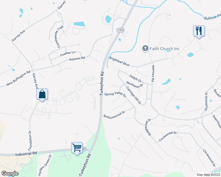 map of restaurants, bars, coffee shops, grocery stores, and more near 3105 Spring Valley Drive in Erlanger