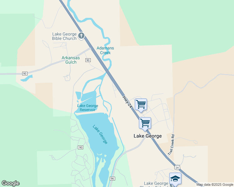 map of restaurants, bars, coffee shops, grocery stores, and more near 37888 Highway 24 in Lake George