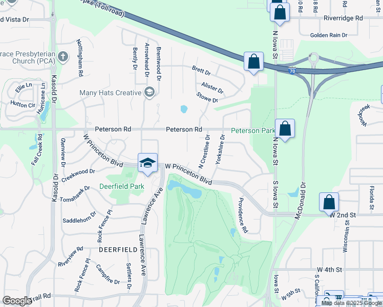 map of restaurants, bars, coffee shops, grocery stores, and more near 313 Edinburgh Road in Lawrence
