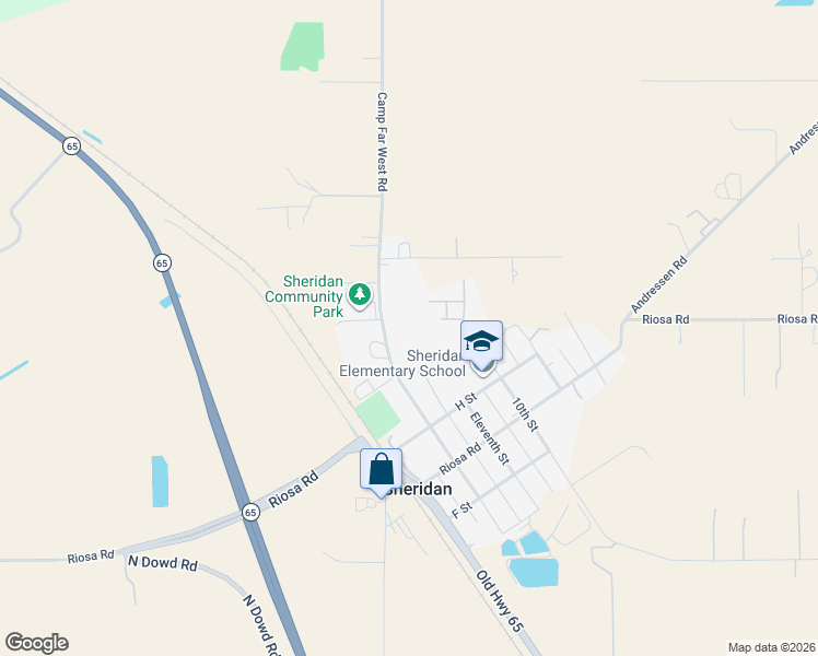 map of restaurants, bars, coffee shops, grocery stores, and more near 6000 10th Street in Sheridan
