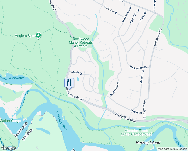 map of restaurants, bars, coffee shops, grocery stores, and more near 7800 Gate Post Way in Rockville