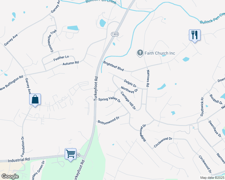 map of restaurants, bars, coffee shops, grocery stores, and more near 105 Carriage Hill Drive in Erlanger
