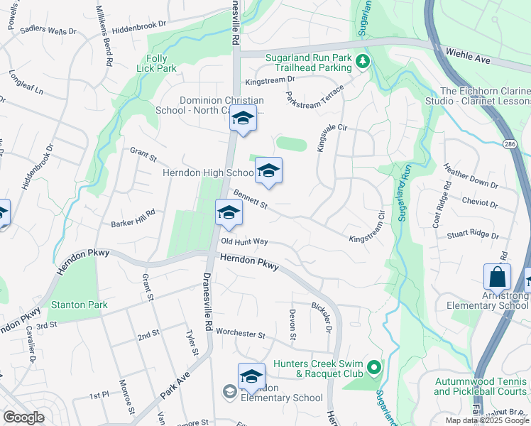map of restaurants, bars, coffee shops, grocery stores, and more near 905 Royal Elm Court in Herndon