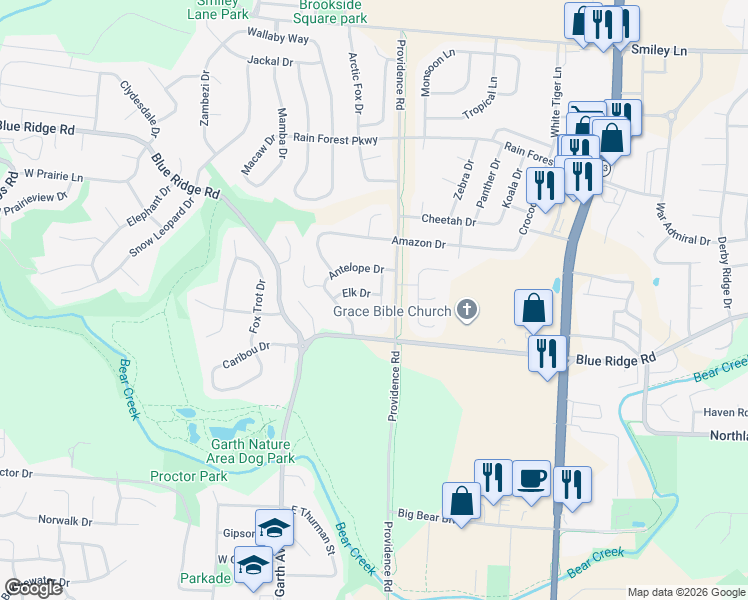 map of restaurants, bars, coffee shops, grocery stores, and more near 3307 Crow Court in Columbia