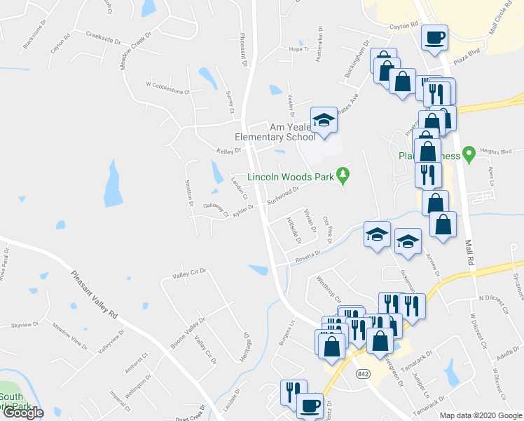 map of restaurants, bars, coffee shops, grocery stores, and more near 7393 Hopeful Road in Florence