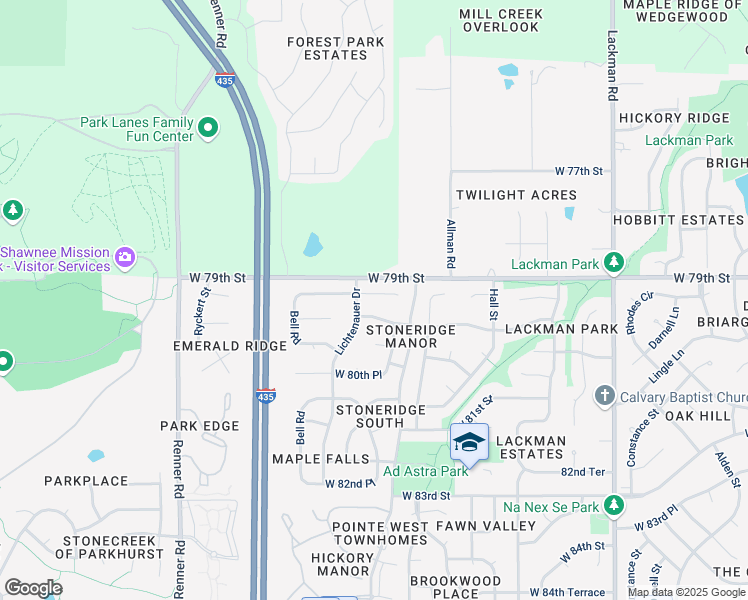 map of restaurants, bars, coffee shops, grocery stores, and more near 16011 West 79th Terrace in Lenexa
