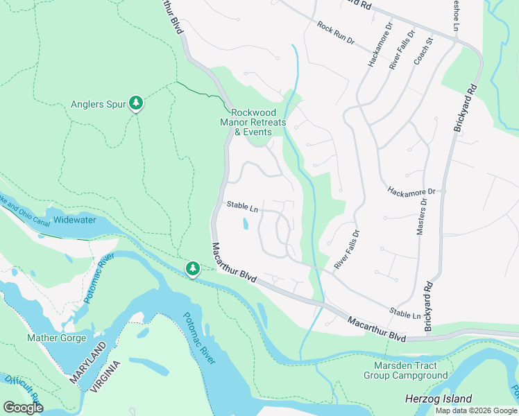 map of restaurants, bars, coffee shops, grocery stores, and more near 7924 Stable Way in Potomac