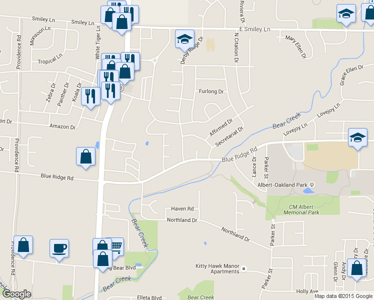 map of restaurants, bars, coffee shops, grocery stores, and more near 3408 Derby Ridge Drive in Columbia