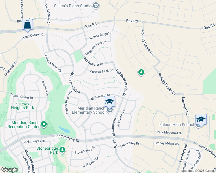 map of restaurants, bars, coffee shops, grocery stores, and more near 12764 Mount Oxford Place in Peyton