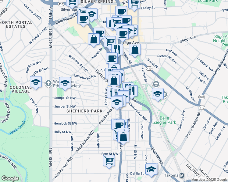 map of restaurants, bars, coffee shops, grocery stores, and more near 101 Independence Avenue Southeast in Washington