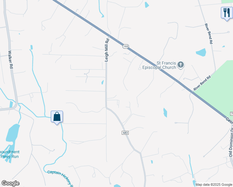 map of restaurants, bars, coffee shops, grocery stores, and more near 841 Leigh Mill Road in Great Falls