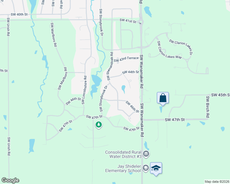 map of restaurants, bars, coffee shops, grocery stores, and more near 4425 Southwest Shenandoah Road in Topeka