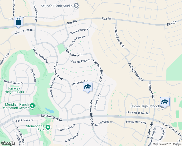 map of restaurants, bars, coffee shops, grocery stores, and more near 12780 Mount Oxford Place in Peyton
