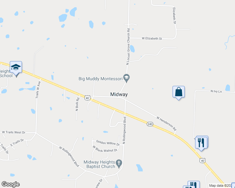 map of restaurants, bars, coffee shops, grocery stores, and more near 7475 West Henderson Road in Columbia