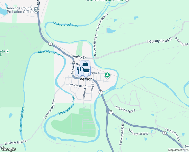 map of restaurants, bars, coffee shops, grocery stores, and more near 38 Perry Street in Vernon