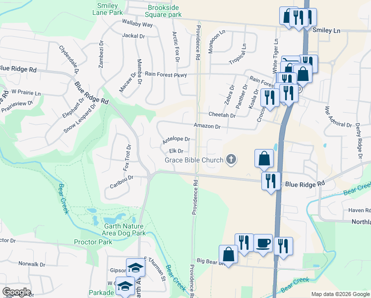 map of restaurants, bars, coffee shops, grocery stores, and more near 3307 Crow Court in Columbia