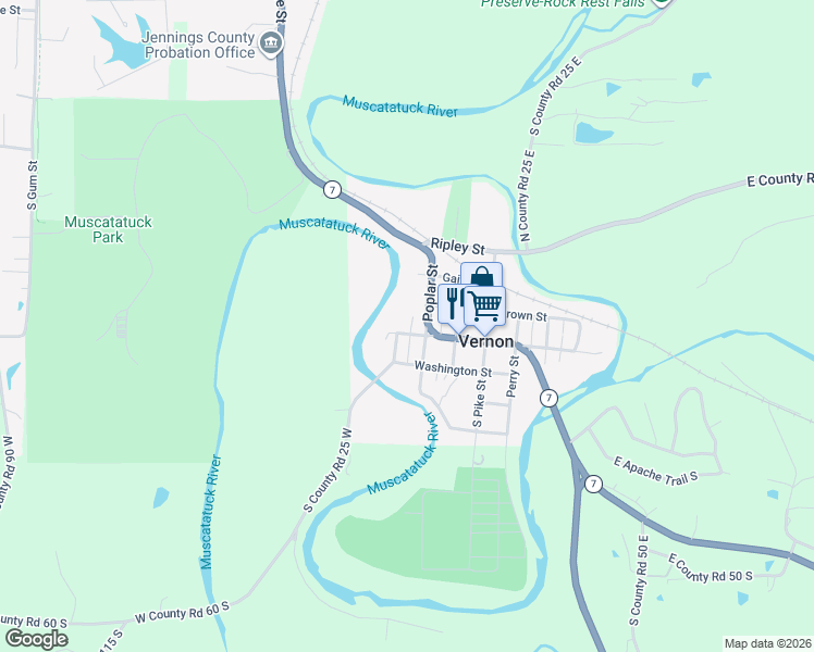 map of restaurants, bars, coffee shops, grocery stores, and more near 50 Jackson Street in Vernon