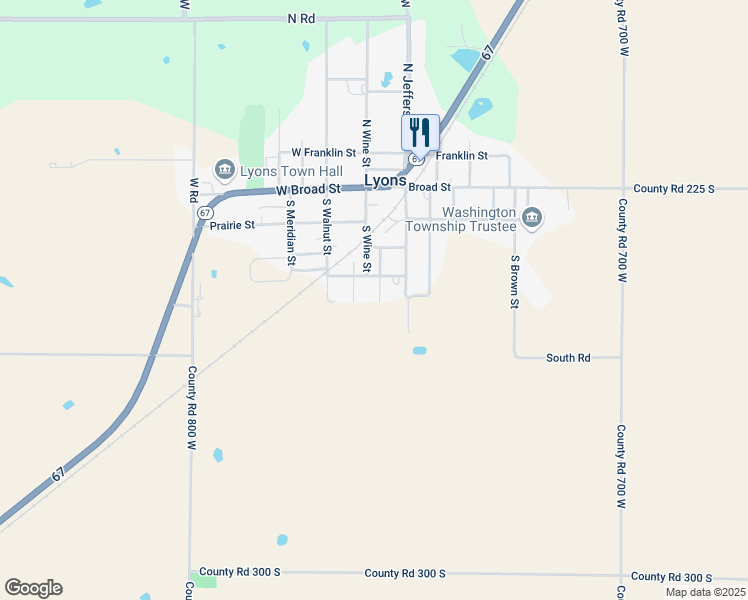 map of restaurants, bars, coffee shops, grocery stores, and more near 470 South Callahan Street in Lyons