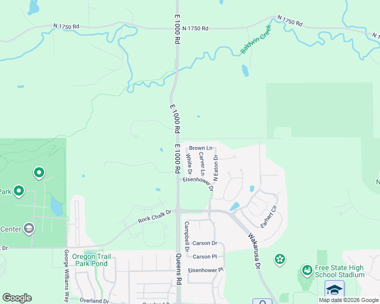 map of restaurants, bars, coffee shops, grocery stores, and more near 331 White Drive in Lawrence