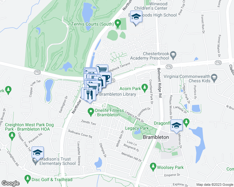 map of restaurants, bars, coffee shops, grocery stores, and more near 42465 Magellan Square in Ashburn