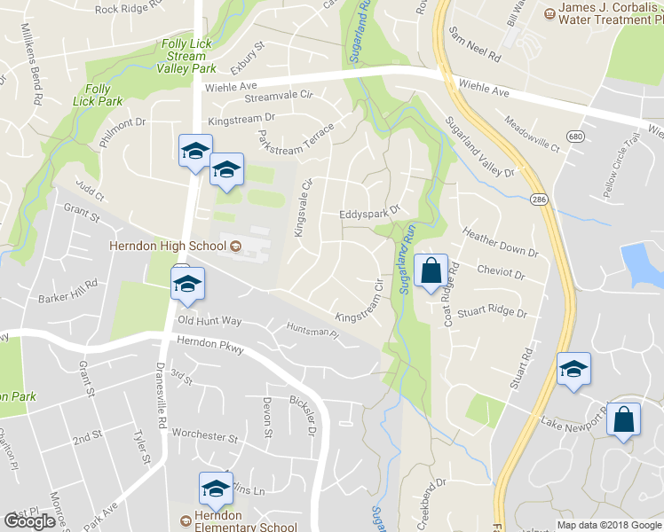 map of restaurants, bars, coffee shops, grocery stores, and more near 1508 Meadow Chase Drive in Herndon