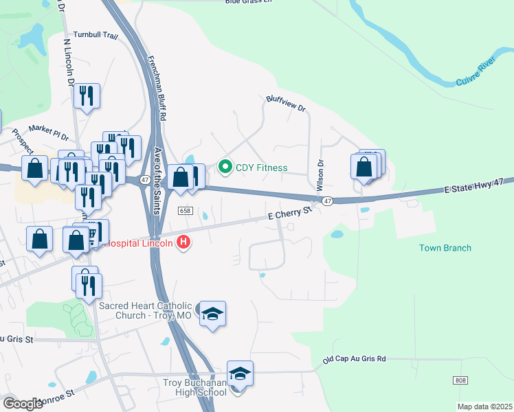 map of restaurants, bars, coffee shops, grocery stores, and more near 1109 Crystal Court in Troy