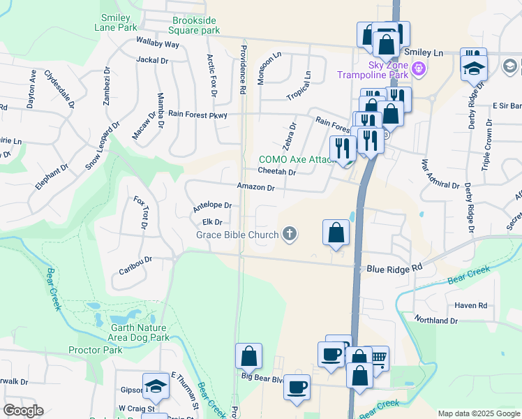 map of restaurants, bars, coffee shops, grocery stores, and more near 400 Golden Eagle Drive in Columbia
